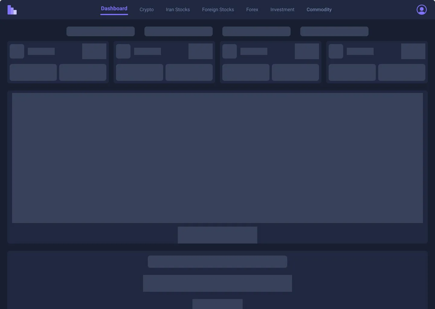 Skeleton loading screen with grey blocks in the same layout as the dashboard