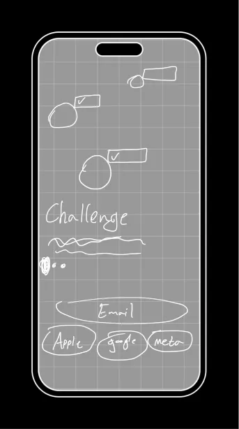 Paper sketch of the welcome screen